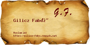 Gilicz Fabó névjegykártya